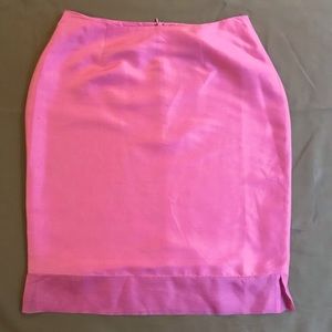 Pink 100% silk Russell Scott pencil party skirt.